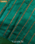 Bottle Green Hand Brushed Pure Raw Silk Handloom Saree — Blouse