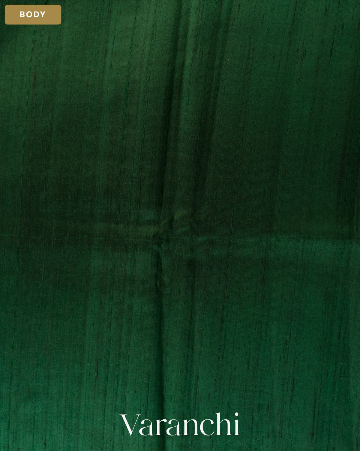 Bottle Green Hand Brushed Pure Raw Silk Handloom Saree — Body