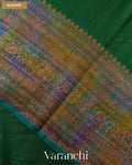 Bottle Green Hand Brushed Pure Raw Silk Handloom Saree — Border