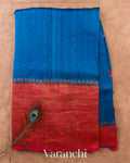 Royal Blue Pure Raw Silk Handloom Saree — Full Saree