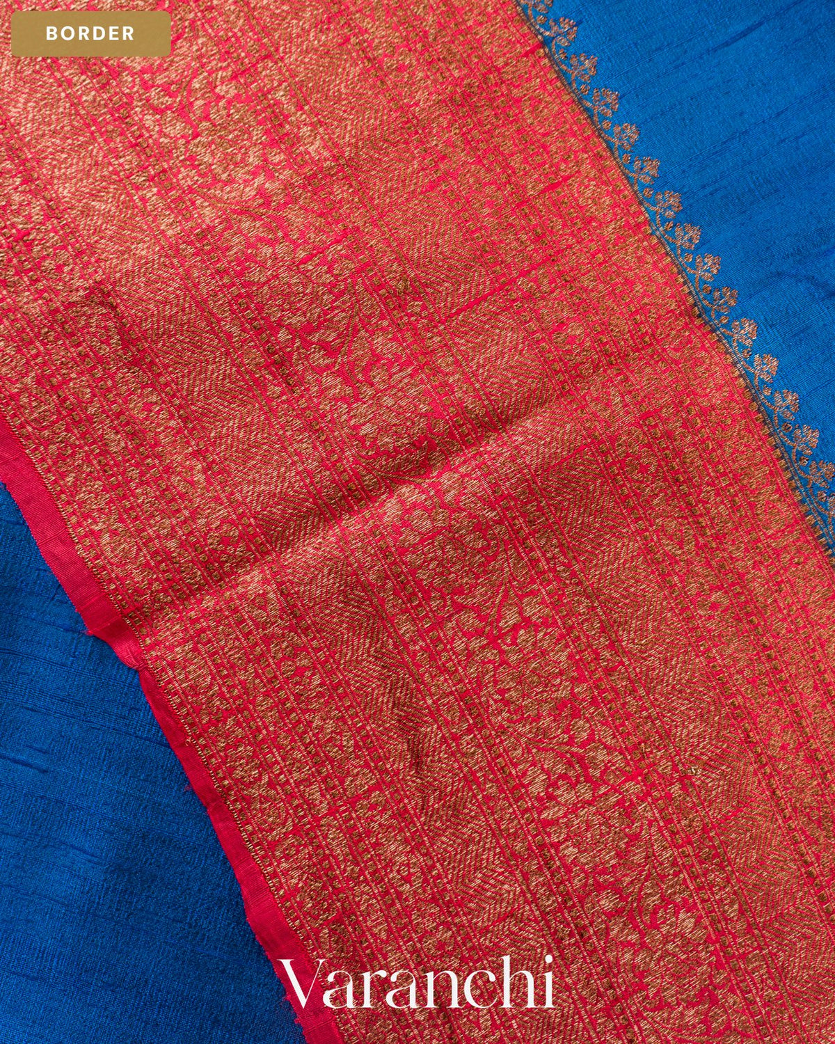 Royal Blue Pure Raw Silk Handloom Saree — Border