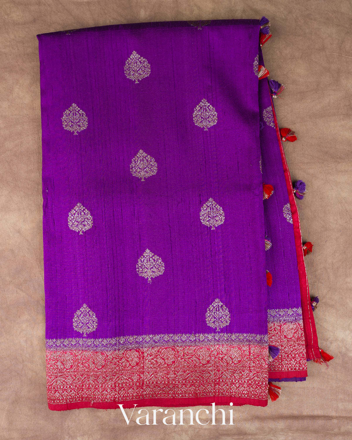 Purple Pure Raw Silk Handloom Saree — Full Saree