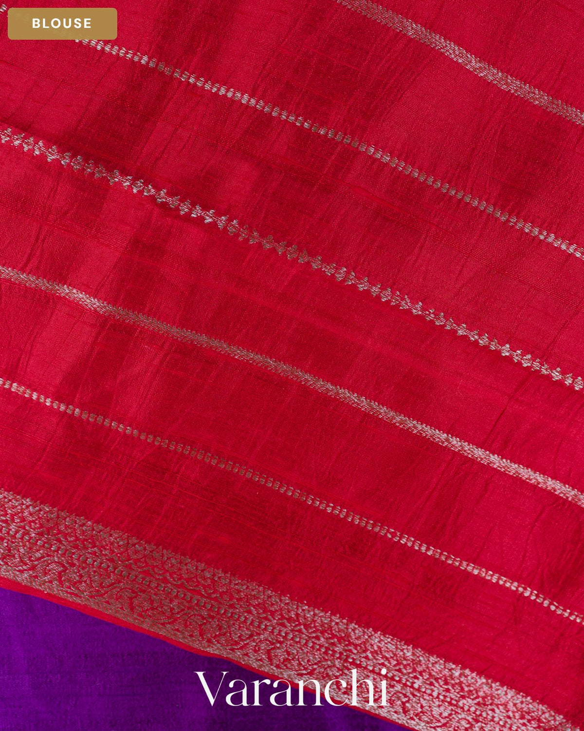 Purple Pure Raw Silk Handloom Saree — Blouse