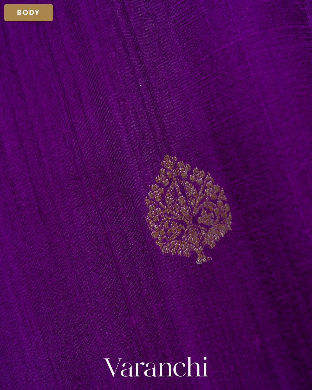 Purple Pure Raw Silk Handloom Saree — Body
