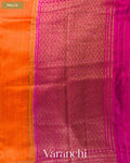 Deep Orange Pure Raw Silk Handloom Saree — Pallu