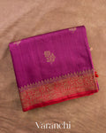 Wine Pure Raw Silk Handloom Saree — Folded