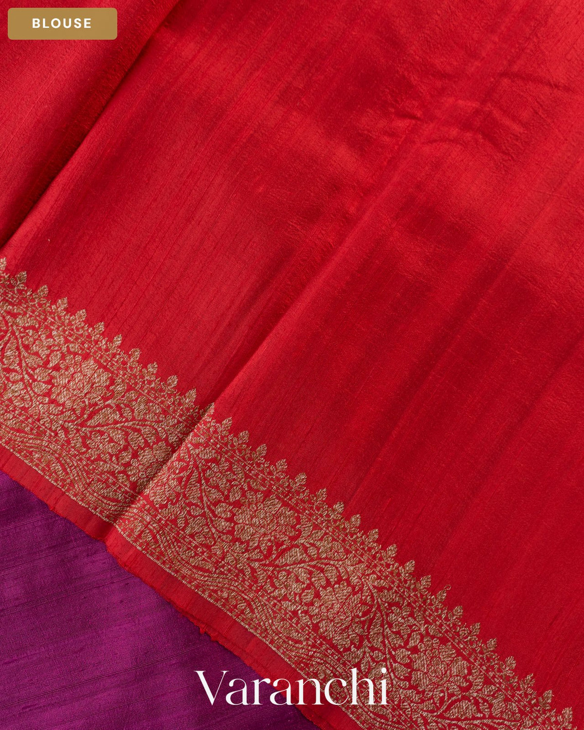 Wine Pure Raw Silk Handloom Saree — Blouse
