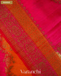 Magenta Tricolour Rangkaat Pure Raw Silk Handloom Saree — Border