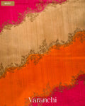 Magenta Tricolour Rangkaat Pure Raw Silk Handloom Saree — Body