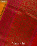 Mustard Yellow Tricolour Rangkaat Pure Raw Silk Handloom Saree — Pallu