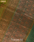 Olive Green Tricolour Rangkaat Pure Raw Silk Handloom Saree — Pallu