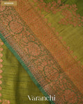 Olive Green Tricolour Rangkaat Pure Raw Silk Handloom Saree — Border