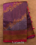 Wine Tricolour Rangkaat Pure Raw Silk Handloom Saree — Full Saree