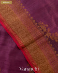 Wine Tricolour Rangkaat Pure Raw Silk Handloom Saree — Border