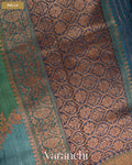 Bottle Green Tricolour Rangkaat Pure Raw Silk Handloom Saree — Pallu
