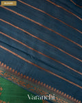 Bottle Green Tricolour Rangkaat Pure Raw Silk Handloom Saree — Blouse