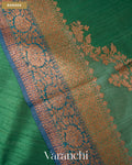Bottle Green Tricolour Rangkaat Pure Raw Silk Handloom Saree — Border