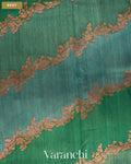 Bottle Green Tricolour Rangkaat Pure Raw Silk Handloom Saree — Body