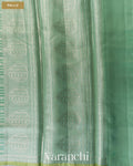 Sea Green Striped Pure Chiniya Silk Saree — Pallu