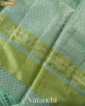 Sea Green Striped Pure Chiniya Silk Saree — Blouse