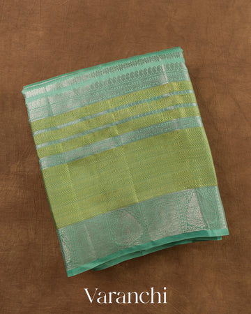 Sea Green Striped Pure Chiniya Silk Saree