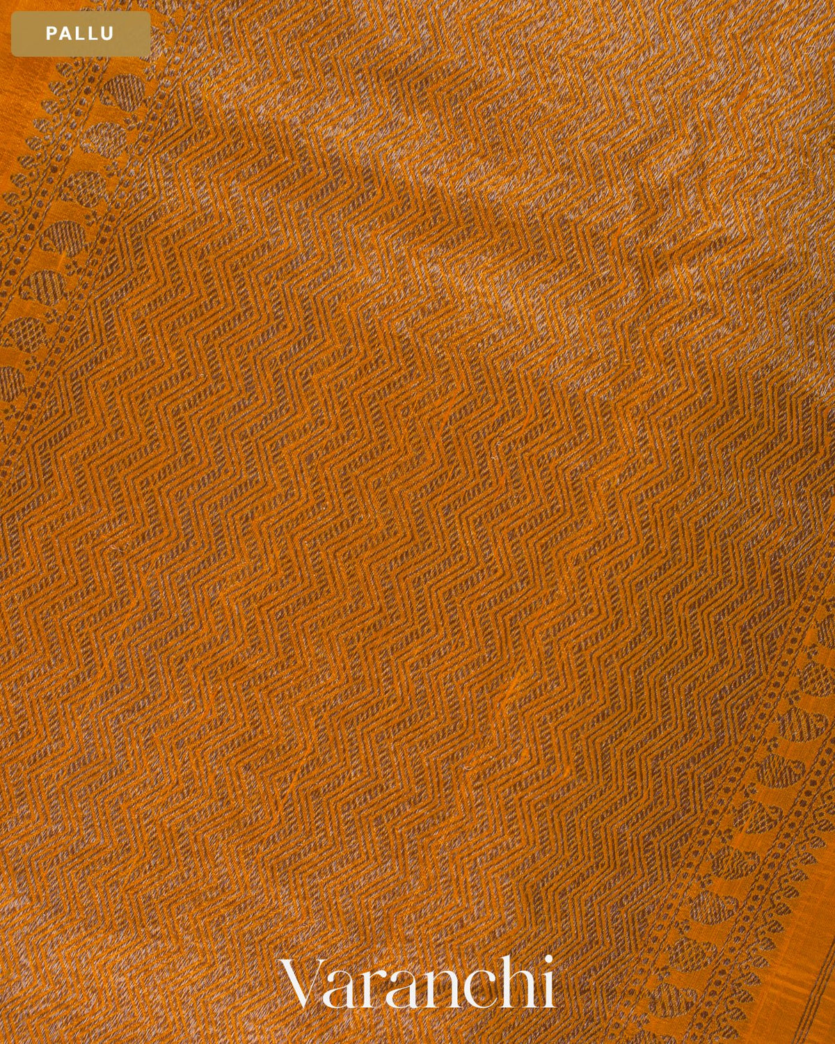 Turmeric Yellow Pure Raw Silk Handloom Saree — Pallu
