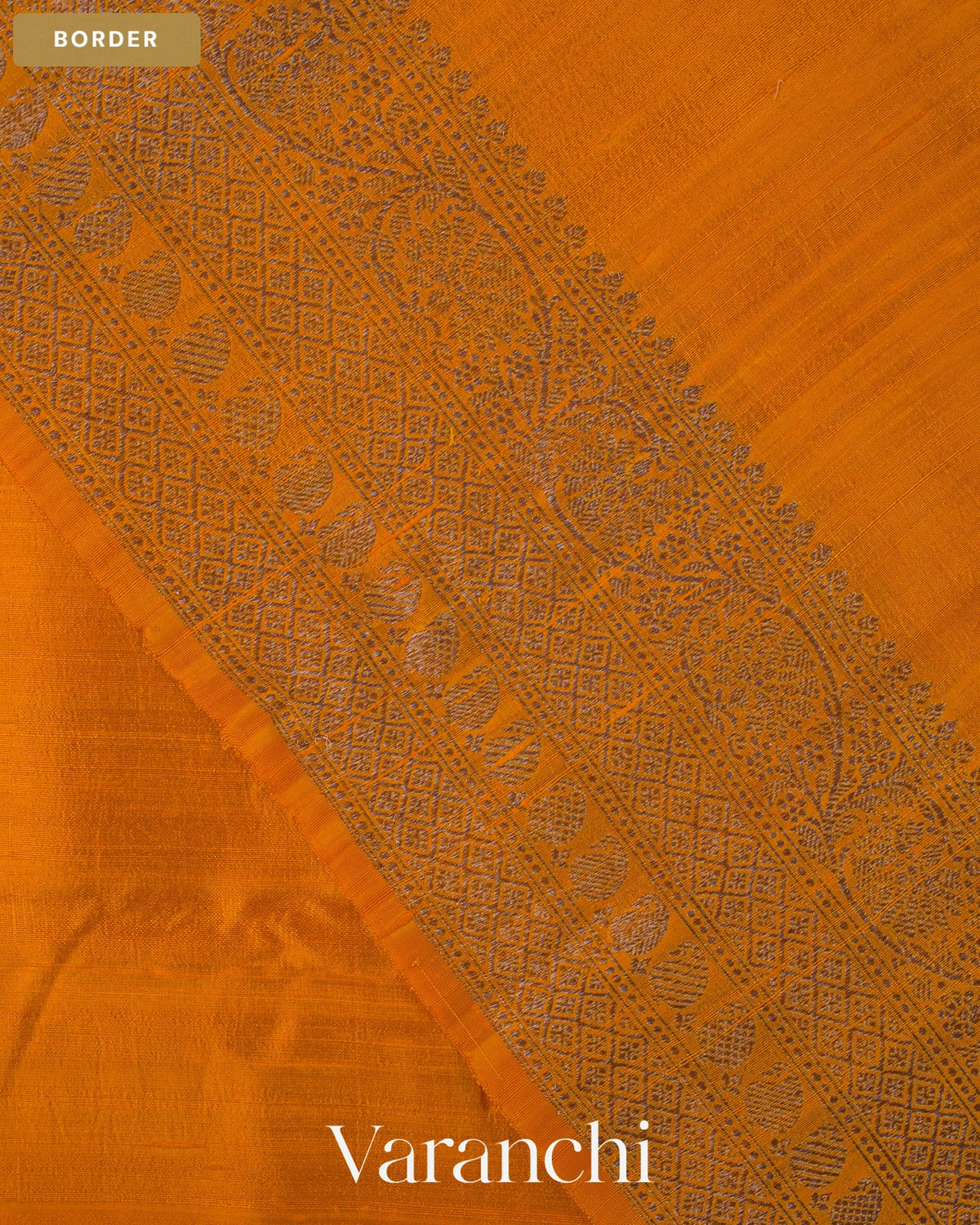 Turmeric Yellow Pure Raw Silk Handloom Saree — Border