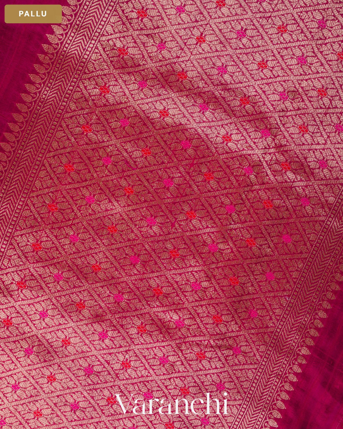 Rani Pink Borderless Pure Raw Silk Handloom Saree — Pallu