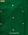 Bottle Green Pure Raw Silk Handloom Saree — Body
