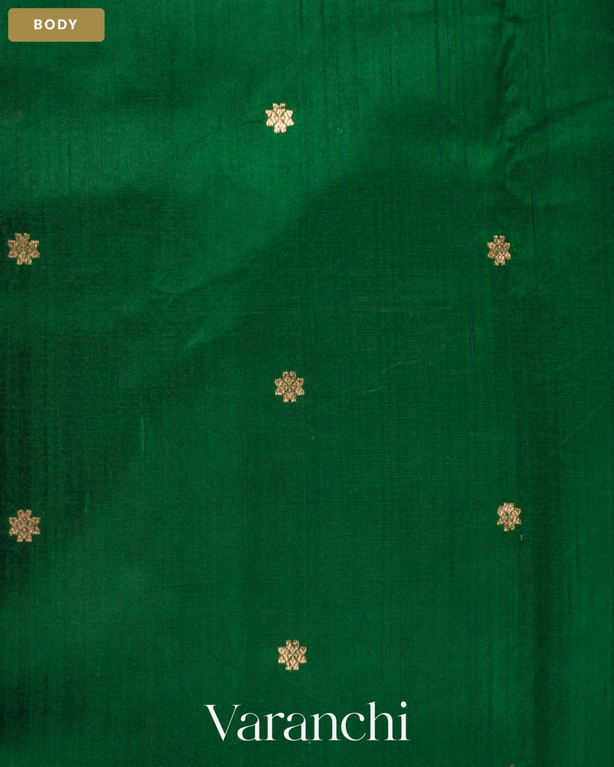 Bottle Green Pure Raw Silk Handloom Saree — Body