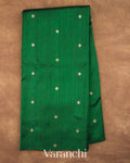 Bottle Green Pure Raw Silk Handloom Saree — Full Saree