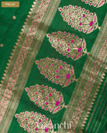Bottle Green Pure Raw Silk Handloom Saree — Pallu
