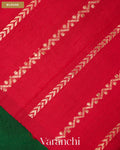 Bottle Green Pure Raw Silk Handloom Saree — Blouse