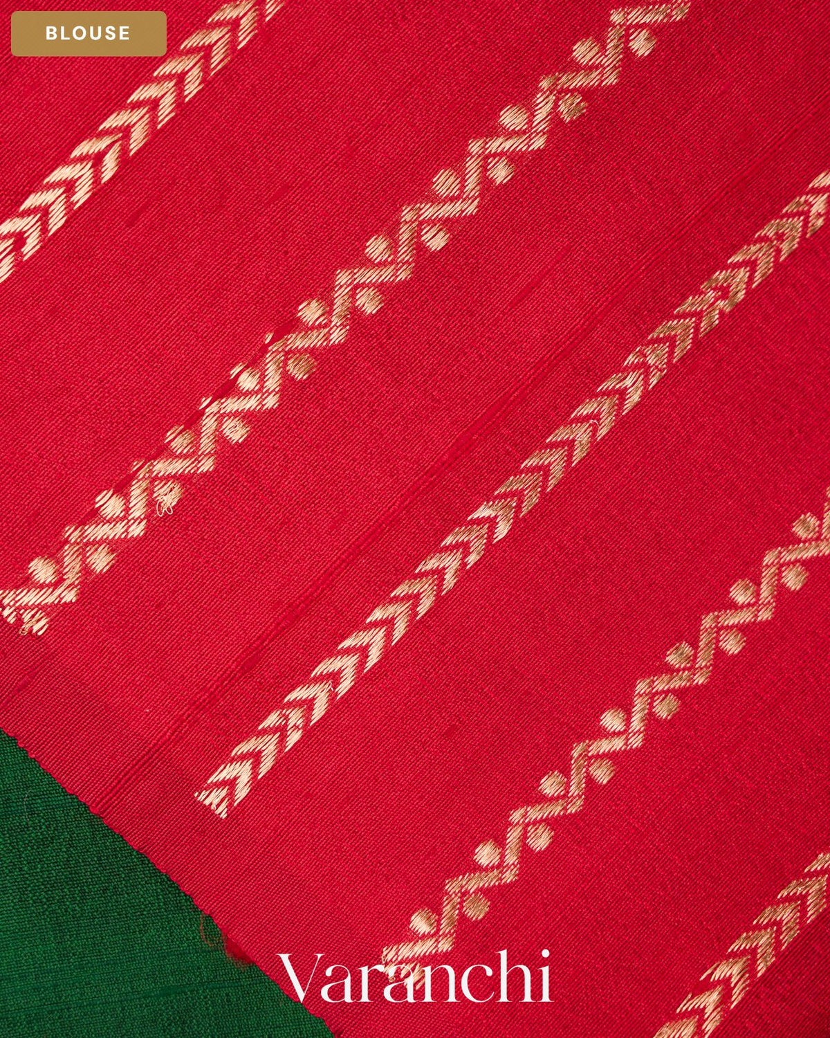 Bottle Green Pure Raw Silk Handloom Saree — Blouse