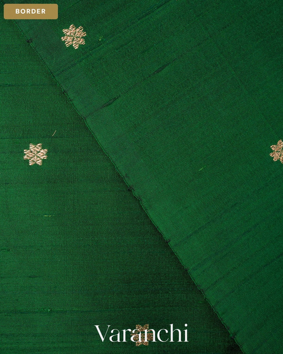 Bottle Green Pure Raw Silk Handloom Saree — Border