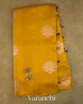 Turmeric Yellow Borderless Pure Raw Silk Handloom Saree — Full Saree