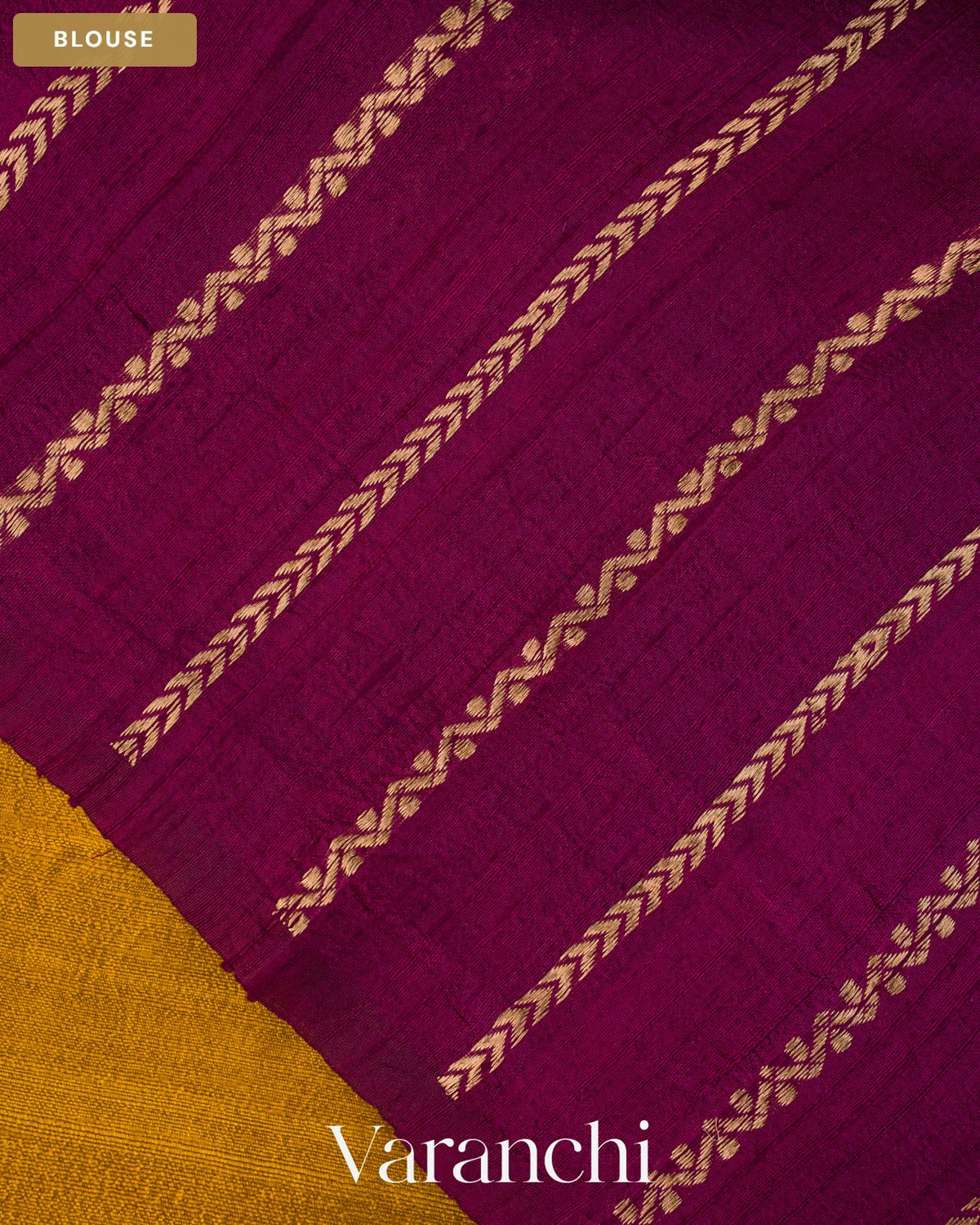 Turmeric Yellow Borderless Pure Raw Silk Handloom Saree — Blouse