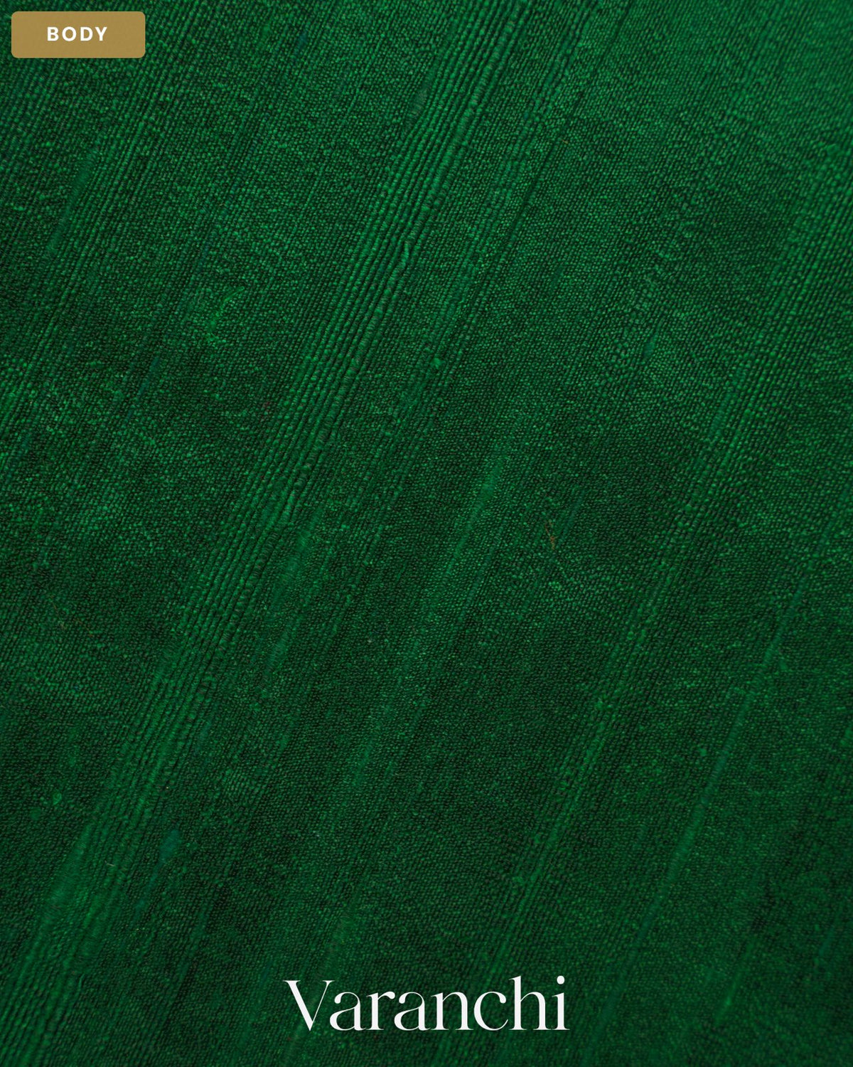 Bottle Green Pure Raw Silk Handloom Saree — Body