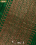 Bottle Green Pure Raw Silk Handloom Saree — Pallu