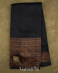 Black Pure Raw Silk Handloom Saree — Full Saree