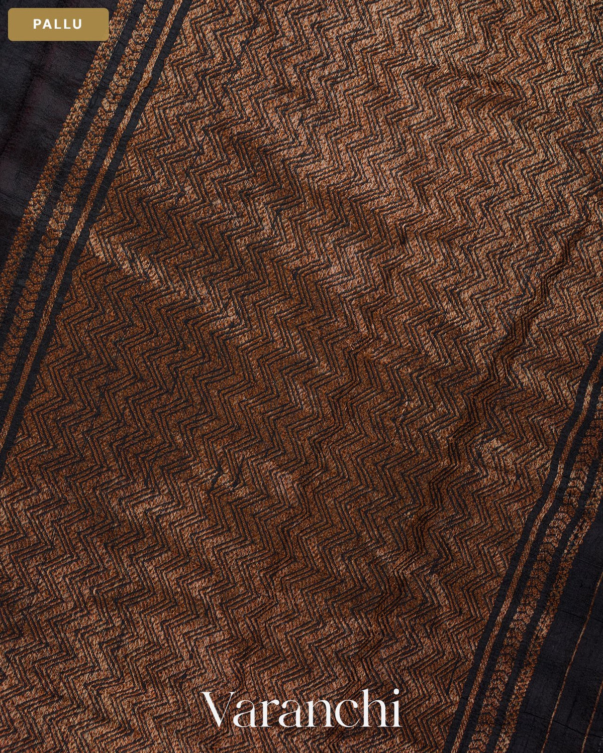 Black Pure Raw Silk Handloom Saree — Pallu