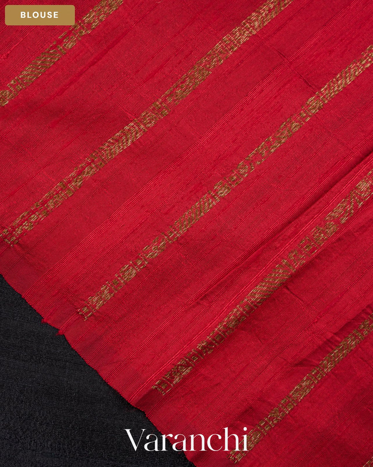 Black Pure Raw Silk Handloom Saree — Blouse