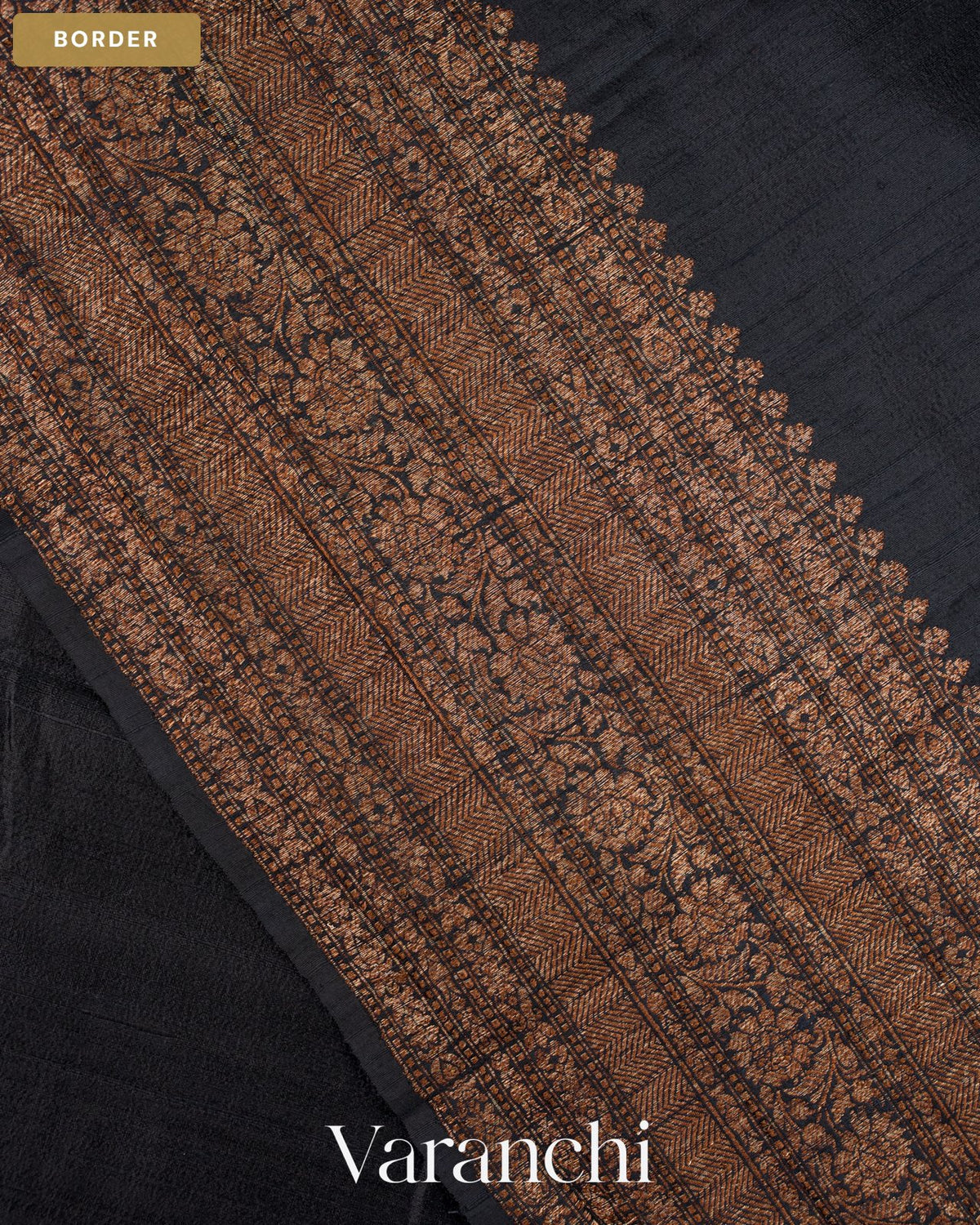 Black Pure Raw Silk Handloom Saree — Border