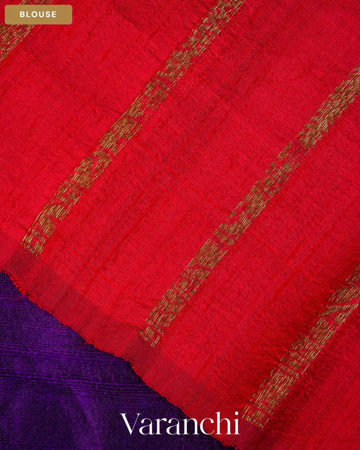 Violet Purple Pure Raw Silk Handloom Saree — Blouse