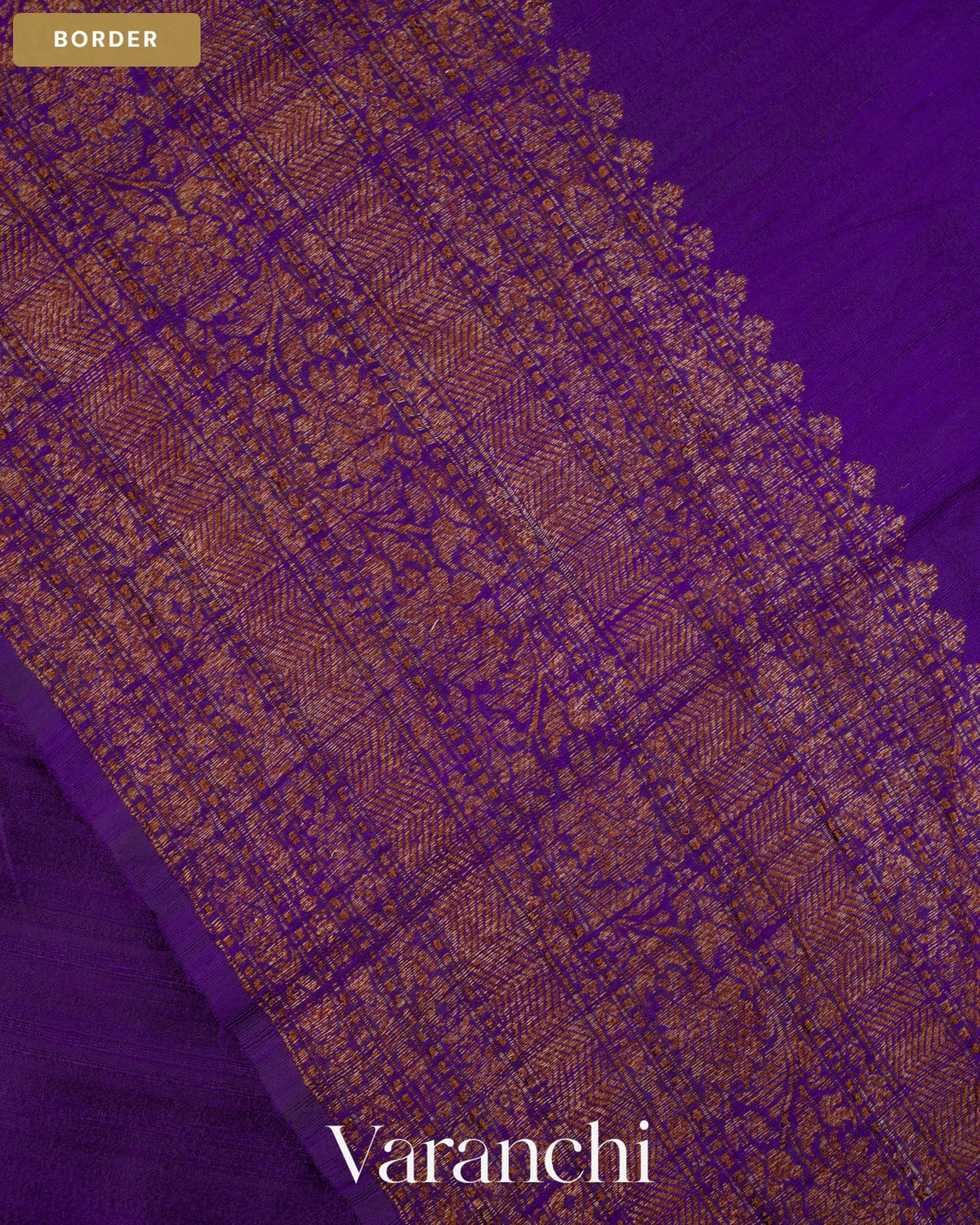 Violet Purple Pure Raw Silk Handloom Saree — Border