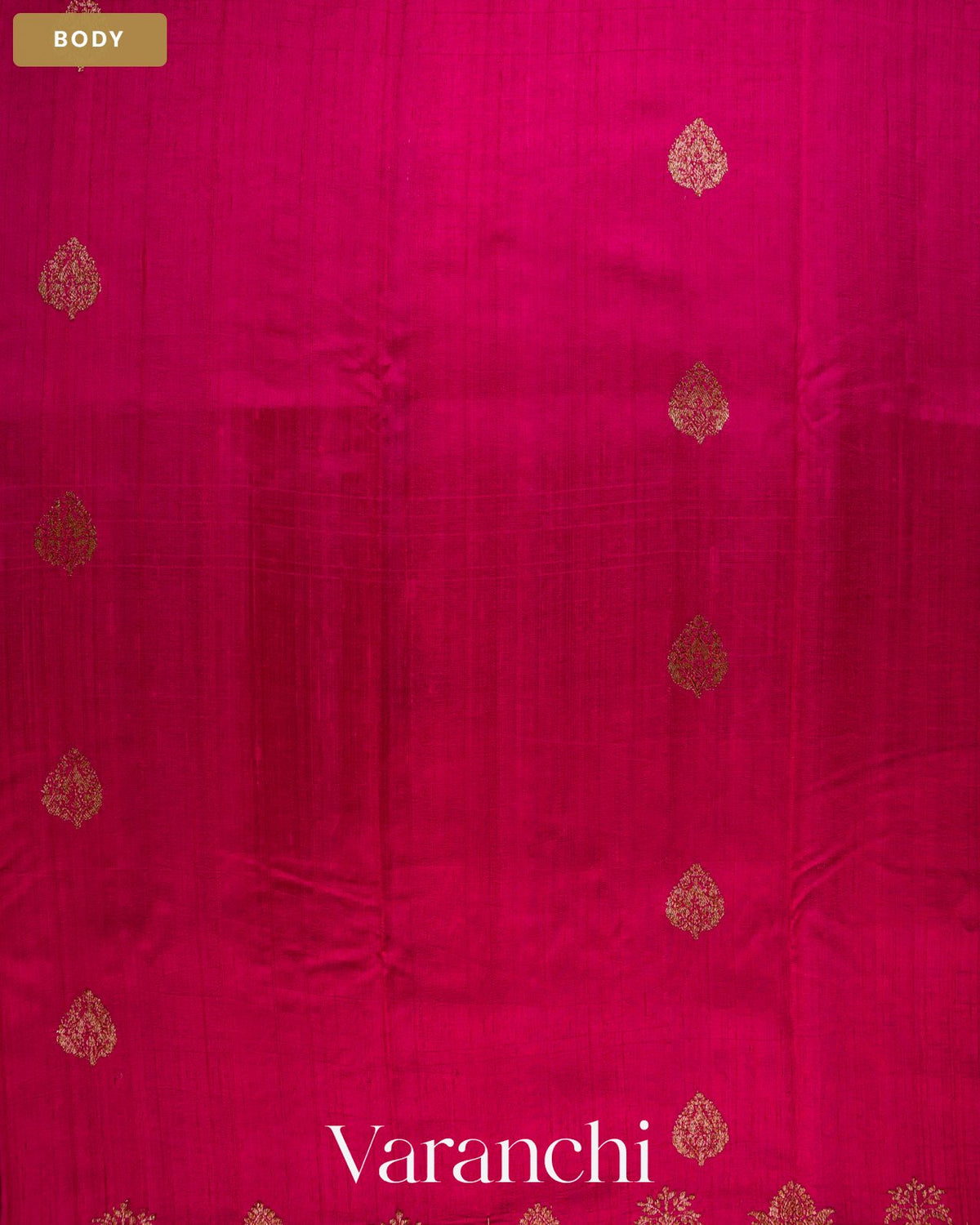 Deep Magenta Pure Raw Silk Handloom Saree — Body