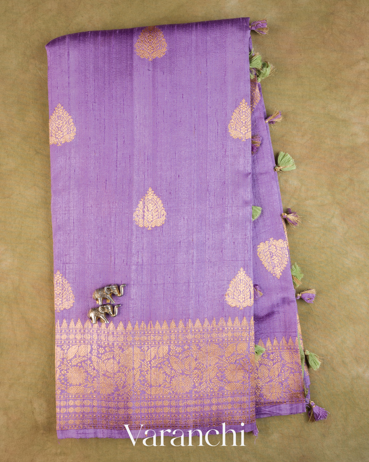 Lavender Pure Raw Silk Handloom Saree — Full Saree