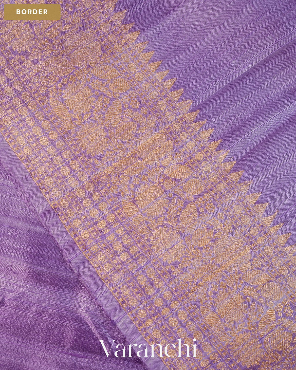 Lavender Pure Raw Silk Handloom Saree — Border