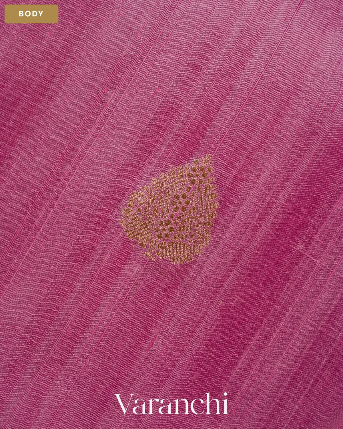 Baby Pink Pure Raw Silk Handloom Saree — Body