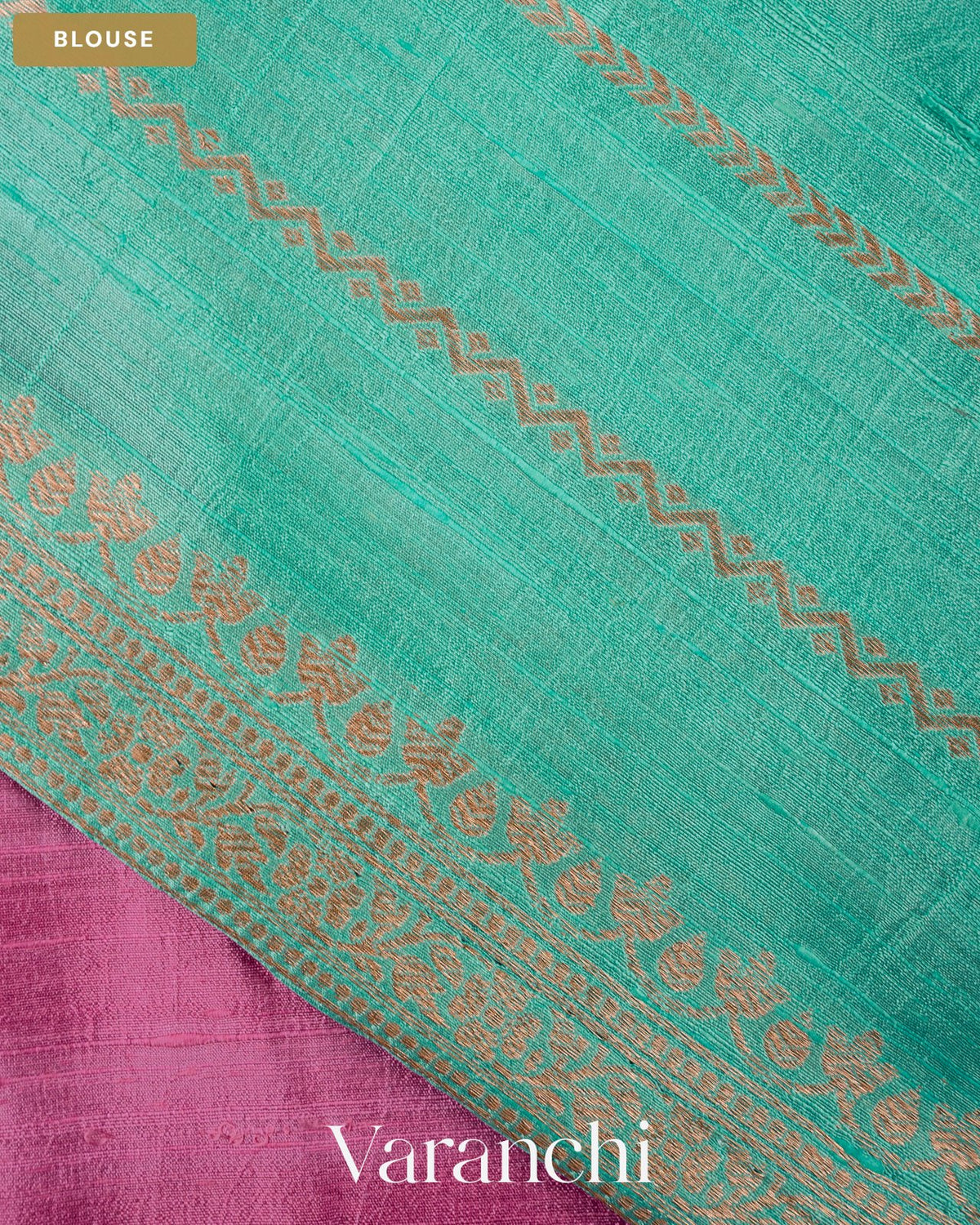 Baby Pink Pure Raw Silk Handloom Saree — Blouse